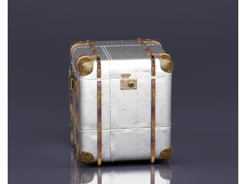 S00077 Bagasi Perjalanan Logam Antik Model 3D