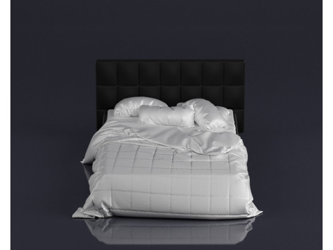 S00059 Modernes Polsterbett mit realistischer Bettw&auml;sche 3D Modell