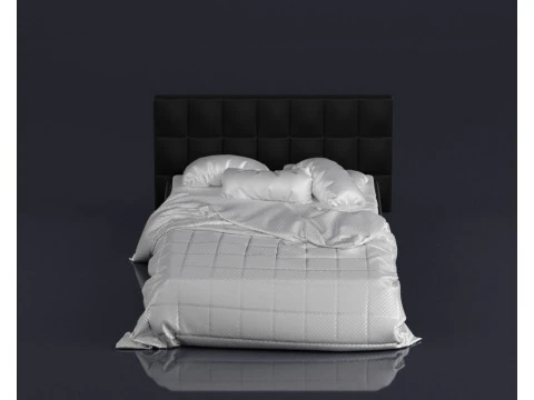 S00059 Modernes Polsterbett mit realistischer Bettw&auml;sche 3D Modell