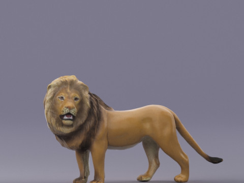 S00054 Realistyczna rzeźba lwa afrykańskiego Lowpoly Model 3D