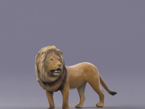S00054 Realistic African Lion Sculpture Lowpoly 3D Model