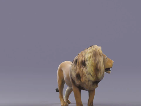 S00054 Realistic African Lion Sculpture Lowpoly 3D Model