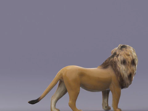 S00054 Realistic African Lion Sculpture Lowpoly 3D Model