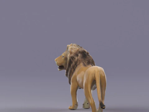 S00054 Realistic African Lion Sculpture Lowpoly 3D Model