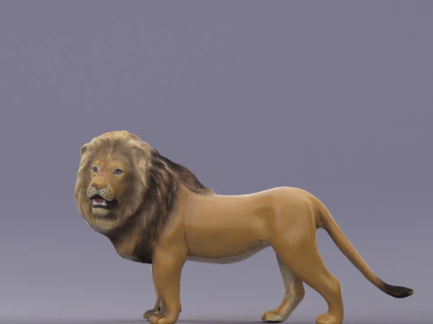 S00054 Realistic African Lion Sculpture Lowpoly 3D Model