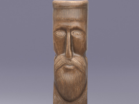 S00073 Fragment de masque en bois sculpté ancien Modèle 3D