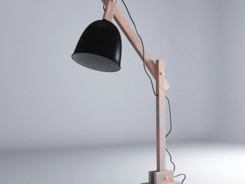 S00048 Modern Wooden Desk Lamp 3D Model