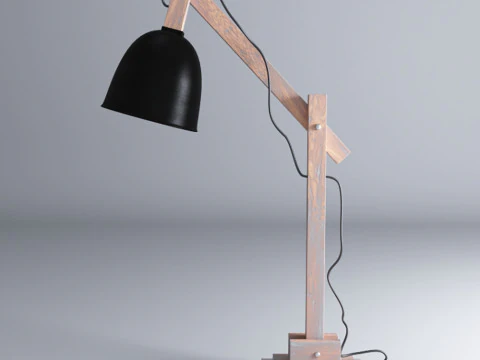 S00048 Modern Wooden Desk Lamp 3D Model