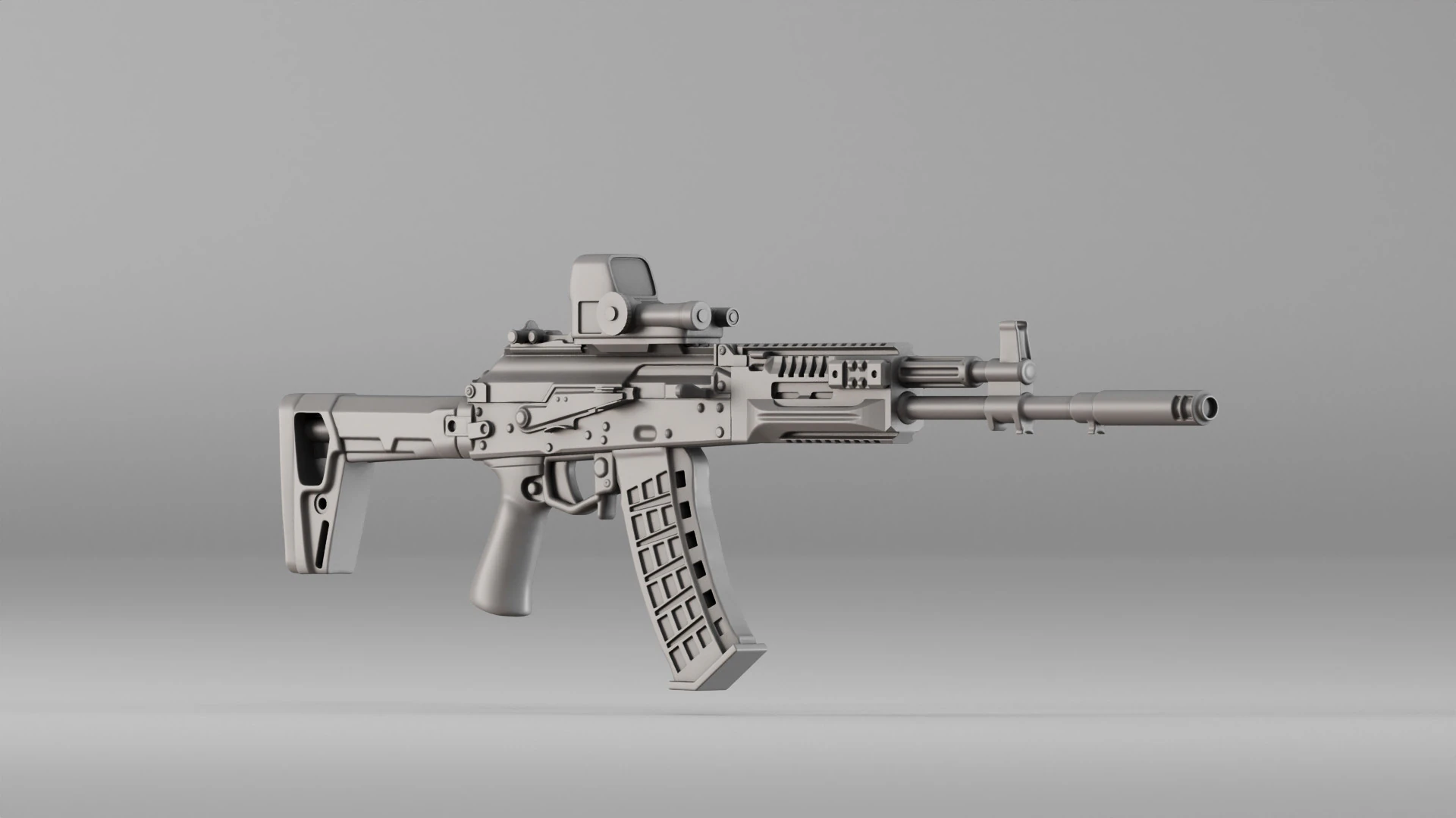 S00097 Modern Tactical Assault Rifle Realistic Prop 3D Print Model .c4d .max .obj .3ds .fbx .stl .blend