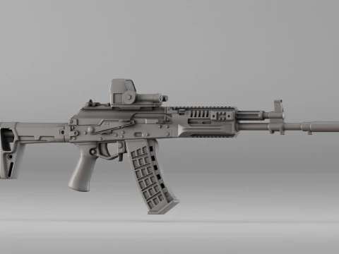 S00097 Modern Tactical Assault Rifle Realistic Prop 3D Print Model