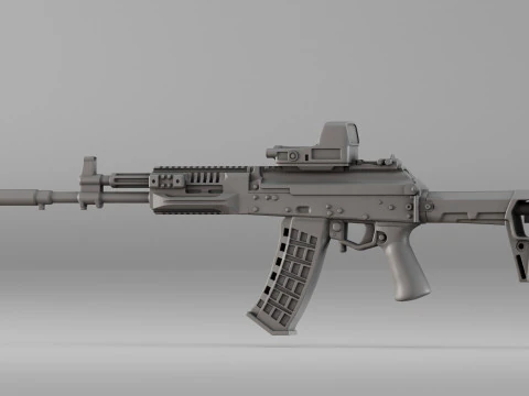 S00097 Modern Tactical Assault Rifle Realistic Prop 3D Print Model