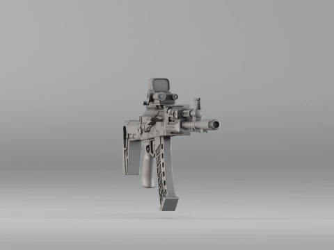 S00097 Modern Tactical Assault Rifle Realistic Prop 3D Print Model