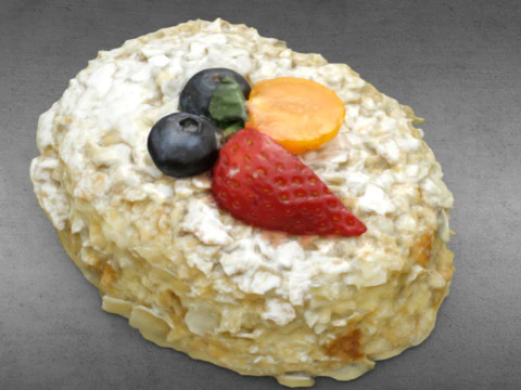 S00002 新鲜浆果奶油分层甜点蛋糕 3D 模型