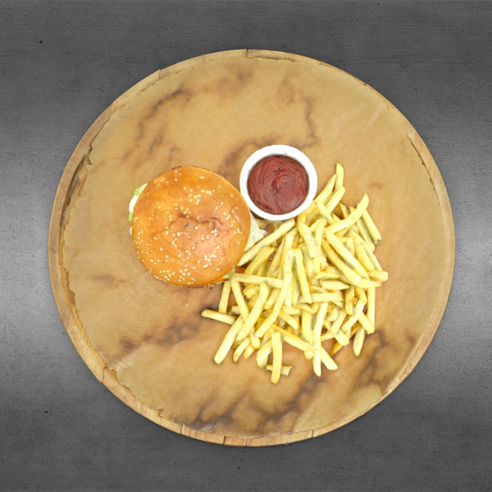 S00004 Classic Burger Meal Set with Fries and Sauce 3D Model .c4d .max .obj .3ds .fbx .stl .blend 