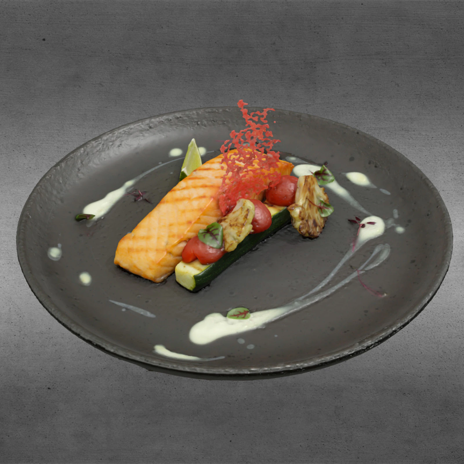 S00005 Gourmet Salmon Fillet Plated Dish 3D Model .c4d .max .obj .3ds .fbx .stl .blend 