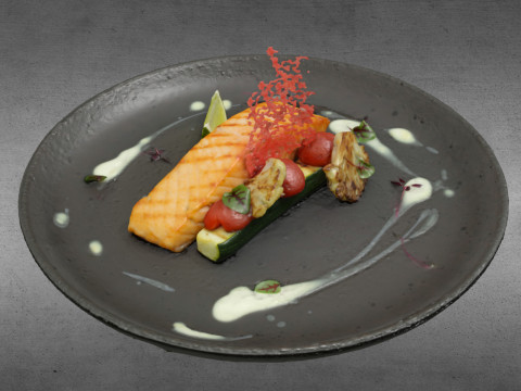 S00005 Блюдо для гурманів з філе лосося 3D Модель