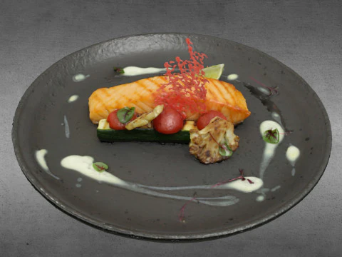 S00005 Gourmet Salmon Fillet Plated Dish 3D Model