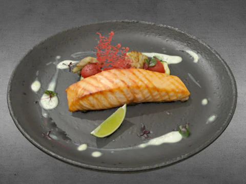 S00005 Gourmet Salmon Fillet Plated Dish 3D Model