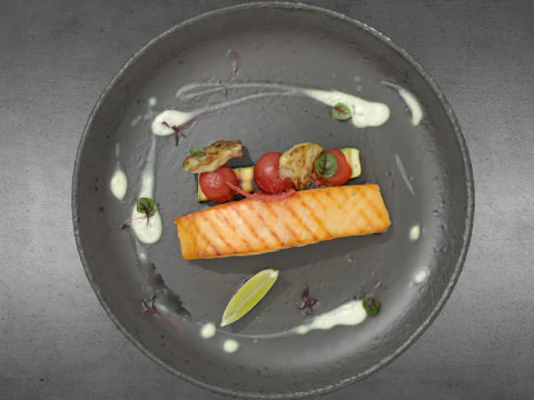 S00005 Gourmet Salmon Fillet Plated Dish 3D Model