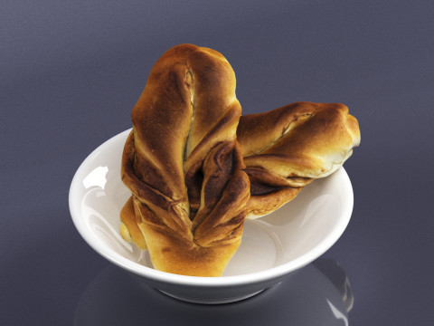 S00007 Rustic Braided Bread Loaf 3D Model