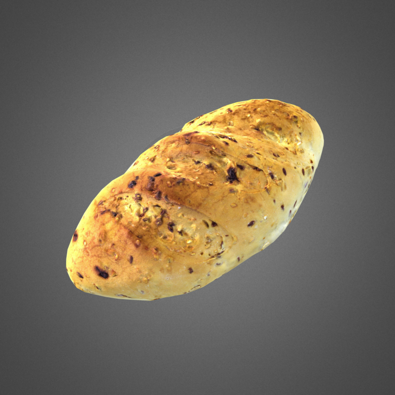 S00009 Seeded Rustic Bread Loaf 3D Model .c4d .max .obj .3ds .fbx .stl .blend 