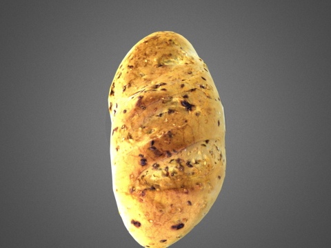 S00009 Seeded Rustic Bread Loaf 3D Model
