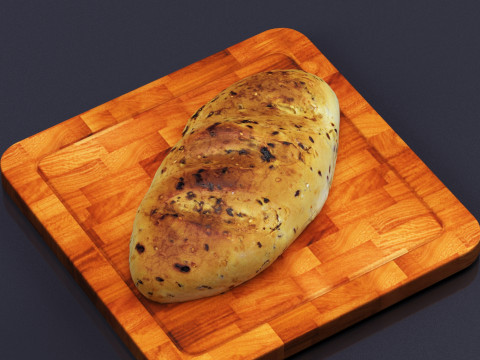 S00009 Seeded Rustic Bread Loaf 3D Model
