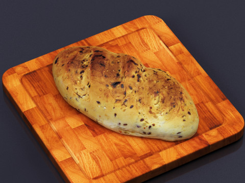 S00009 Seeded Rustic Bread Loaf 3D Model
