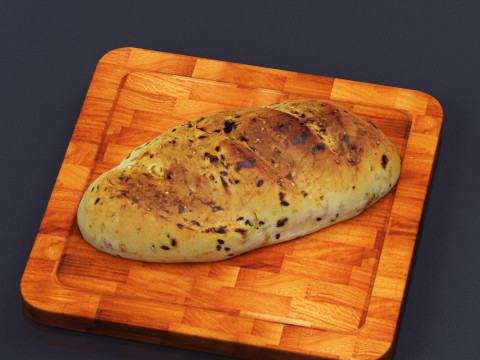 S00009 Seeded Rustic Bread Loaf 3D Model