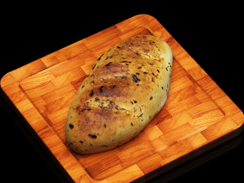 S00009 Seeded Rustic Bread Loaf 3D Model