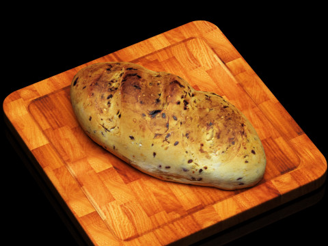 S00009 Seeded Rustic Bread Loaf 3D Model