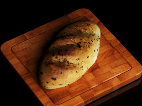 S00009 Seeded Rustic Bread Loaf 3D Model