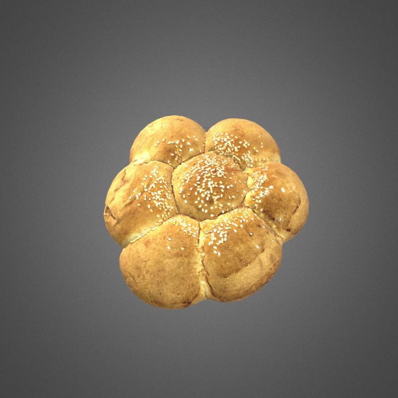S00011 Sesame Pull-Apart Bread 3D Model .c4d .max .obj .3ds .fbx .stl .blend 