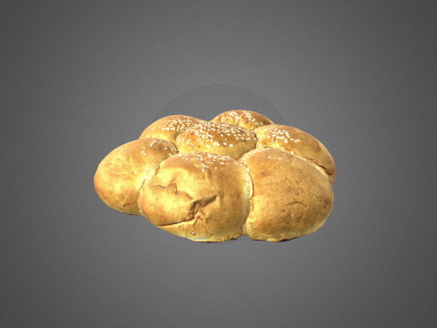 S00011 Sesame Pull-Apart Bread 3D Model