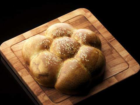 S00011 Sesame Pull-Apart Bread 3D Model