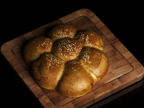S00011 Sesame Pull-Apart Bread 3D Model
