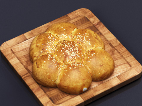 S00011 Sesame Pull-Apart Bread 3D Model