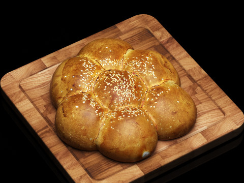 S00011 Sesame Pull-Apart Bread 3D Model