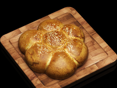 S00011 Sesame Pull-Apart Bread 3D Model