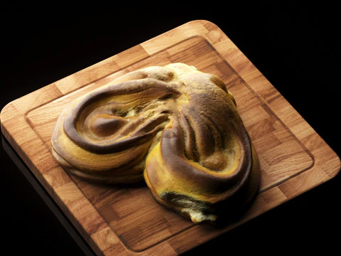 S00012 Heart-Shaped Swirl Bread 3D Model