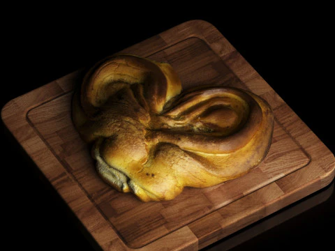 S00012 Heart-Shaped Swirl Bread 3D Model