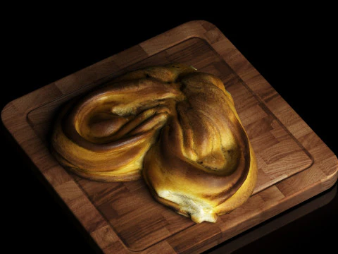 S00012 Heart-Shaped Swirl Bread 3D Model