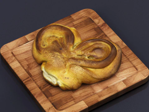 S00012 Heart-Shaped Swirl Bread 3D Model