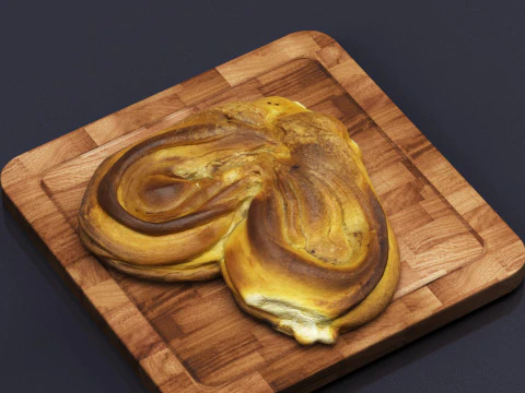 S00012 Heart-Shaped Swirl Bread 3D Model
