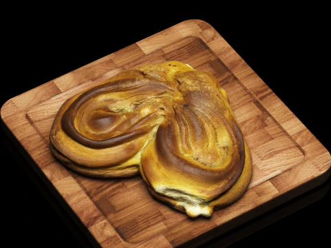 S00012 Heart-Shaped Swirl Bread 3D Model