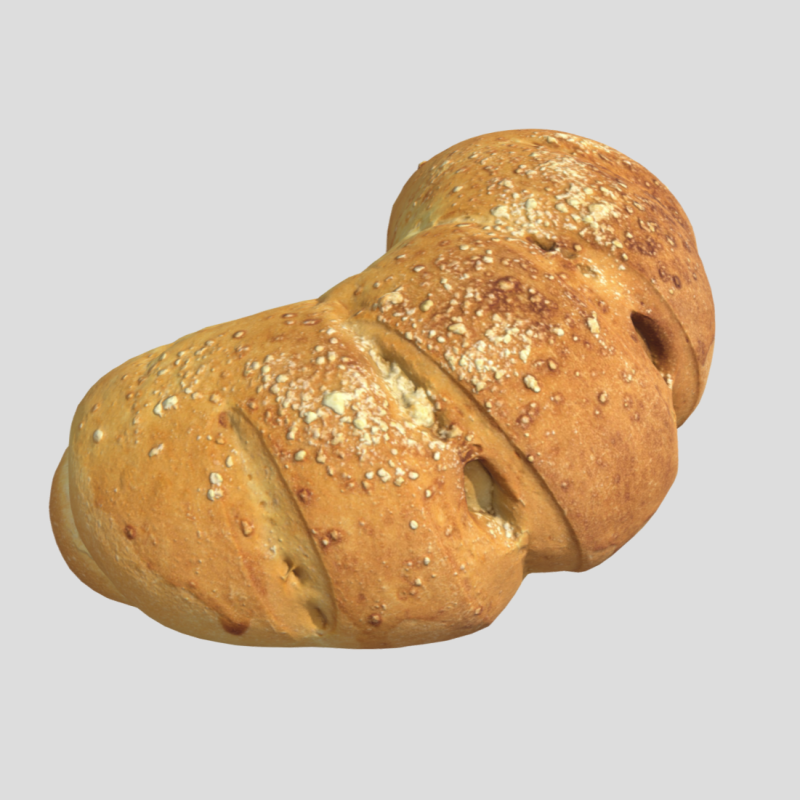 S00018 Curved Rustic Bread Loaf 3D Model .c4d .max .obj .3ds .fbx .stl .blend 