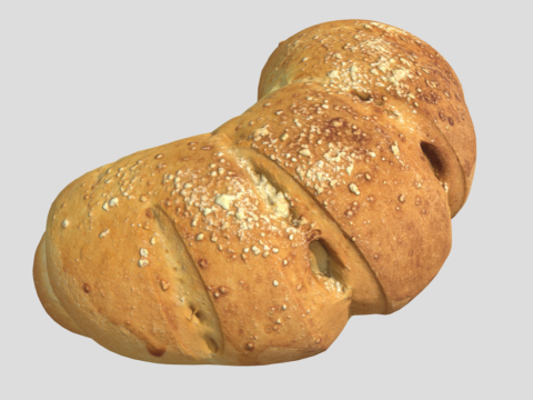 S00018 Filone Di Pane Rustico Curvo Modello 3D
