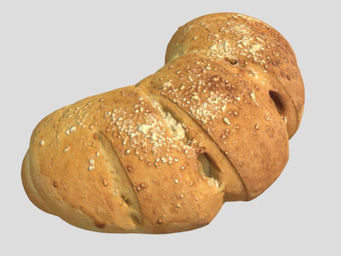 S00018 Gebogen rustiek brood 3D Model