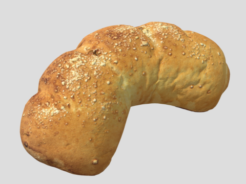 S00018 Curved Rustic Bread Loaf 3D Model