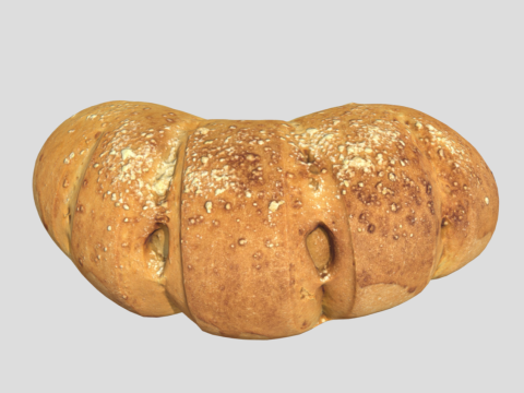 S00018 Curved Rustic Bread Loaf 3D Model
